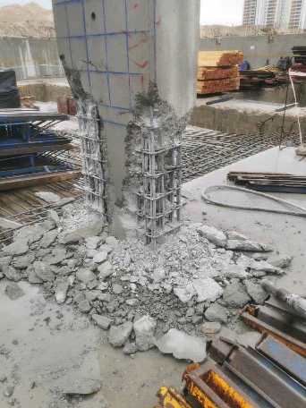 Pile head preparation on a construction site